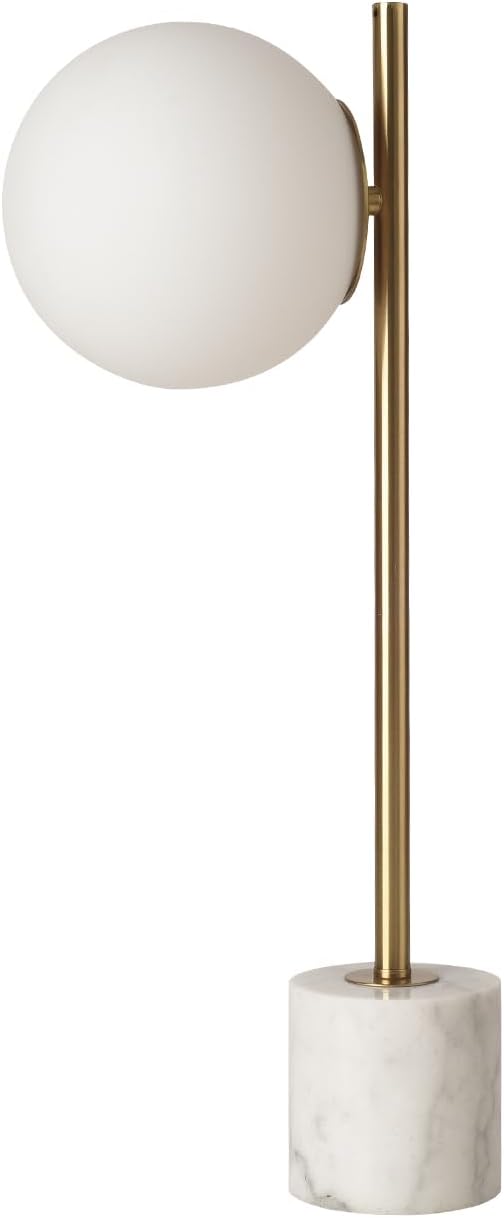 Marble Base Round Table Lamp White Glass Shade