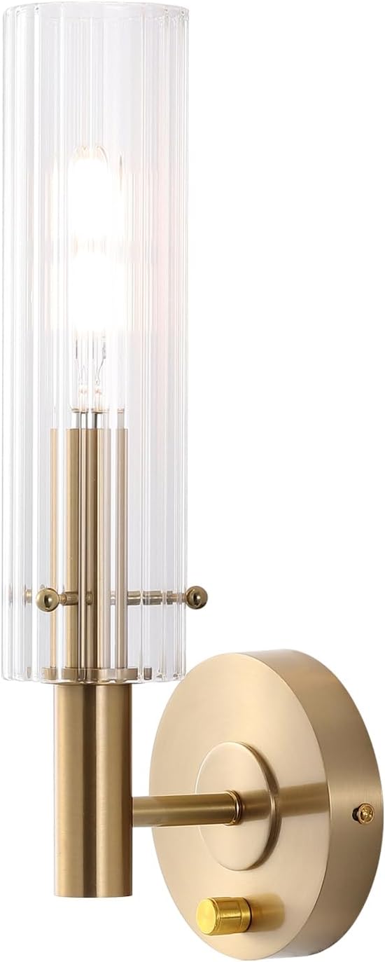 Gold Striped Glass Wall Sconces With Dimmer