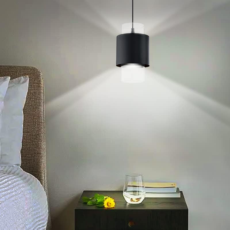 1-Light Glass Drum Pendant Light Black 1 Pack