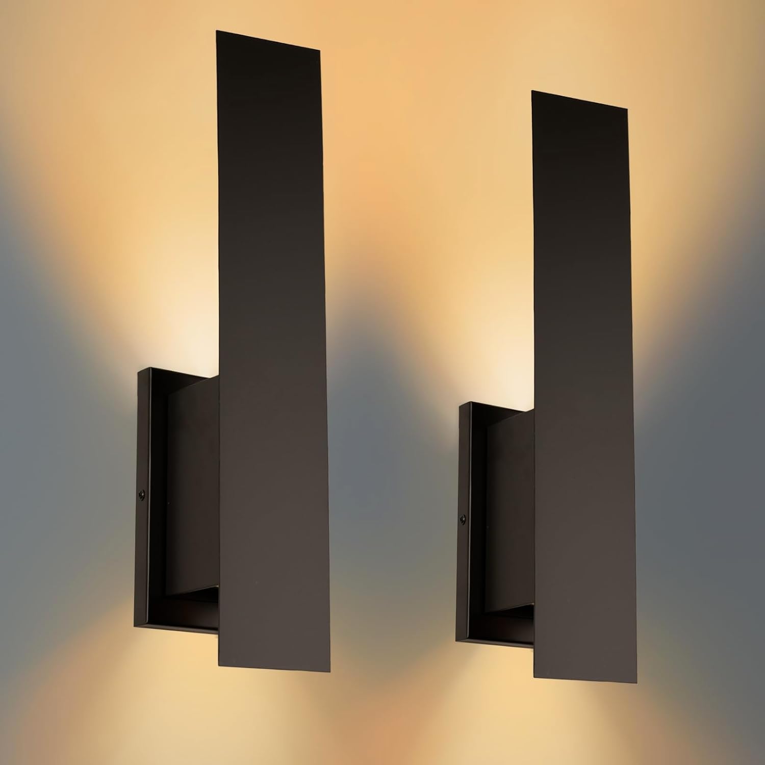 Down Wall Sconces Matt Black 2 Pack