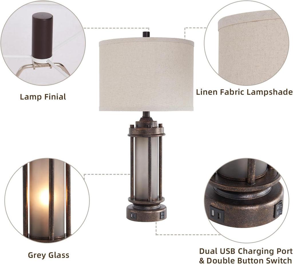 Farmhouse Frosted Glass Table Lamp