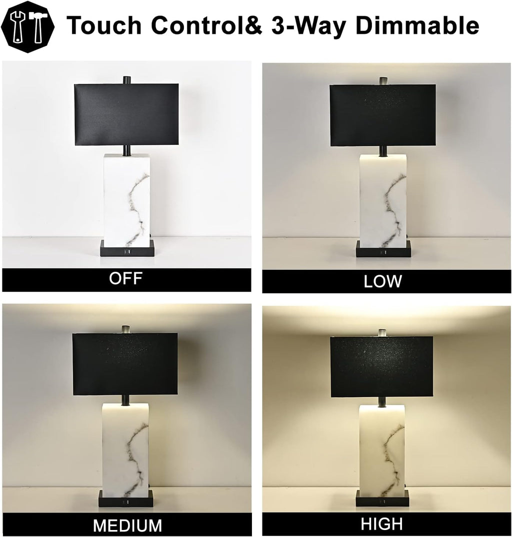 Touch Table Lamps Set of Two Black 24"