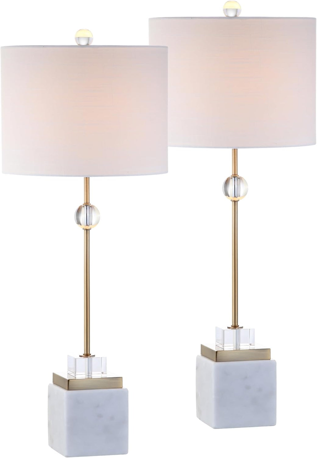 Marble Brass Table Lamps Set of Two 30"