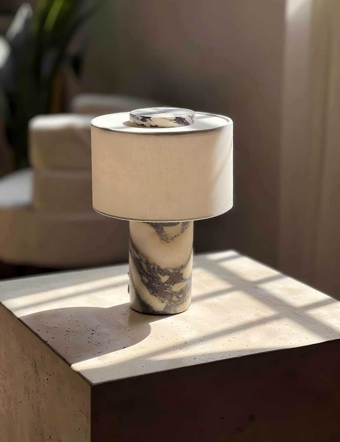 Calacatta Viola Cordless Marble Touch Lamp