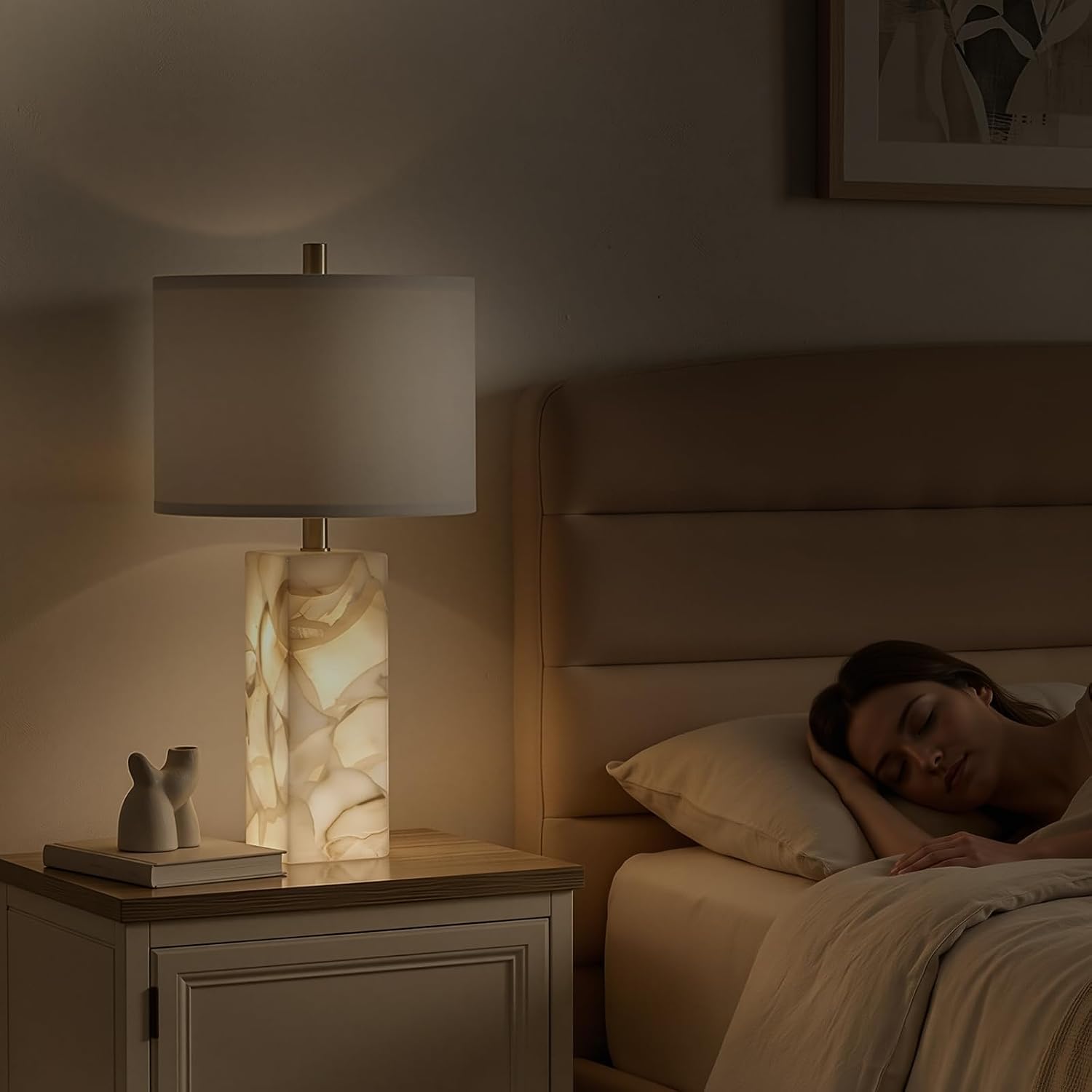 Alabaster Table Lamps Set of Two 23"