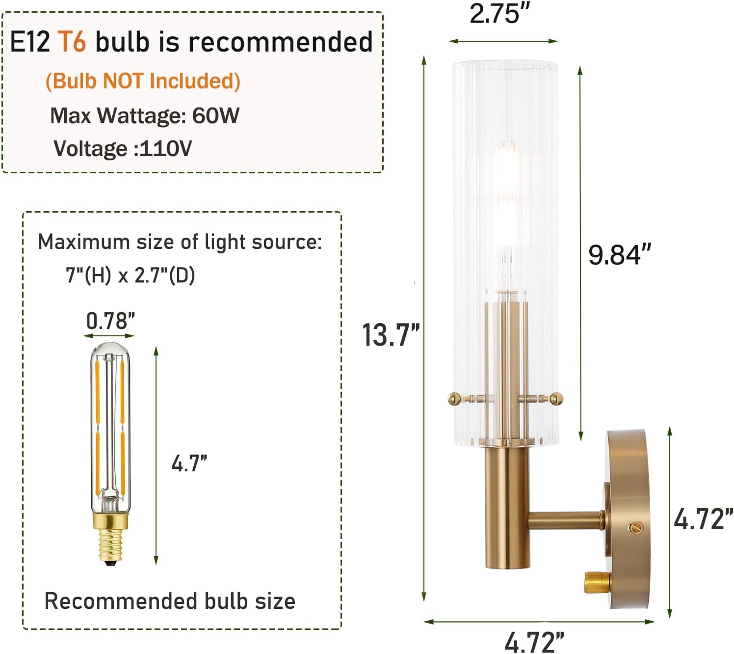 Gold Striped Glass Wall Sconces With Dimmer