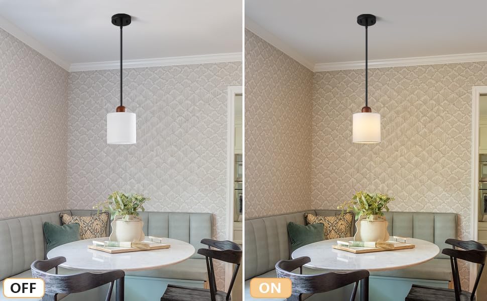 White Fabric Drum Pendant Light Black 1 Pack