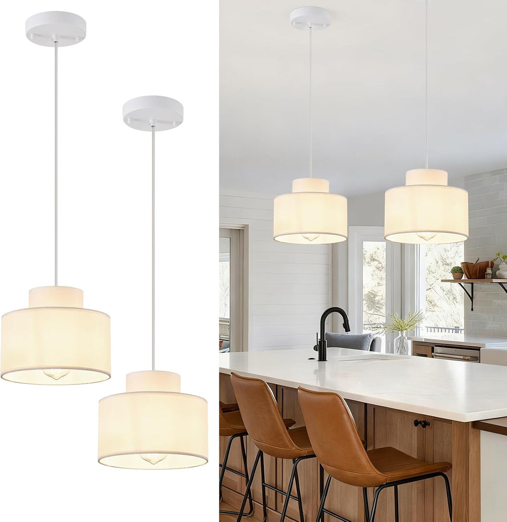 2-Tier Drum Pendant Lights 2 Pack