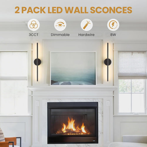 24'' Black LED Rotatable Wall Sconces Set of Two 3CCT