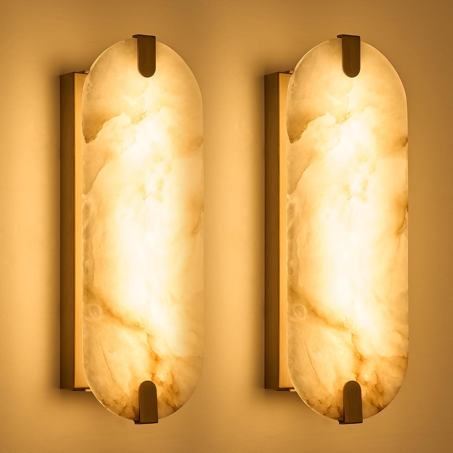 Alabaster Wall Sconces Set of Two 14.2"