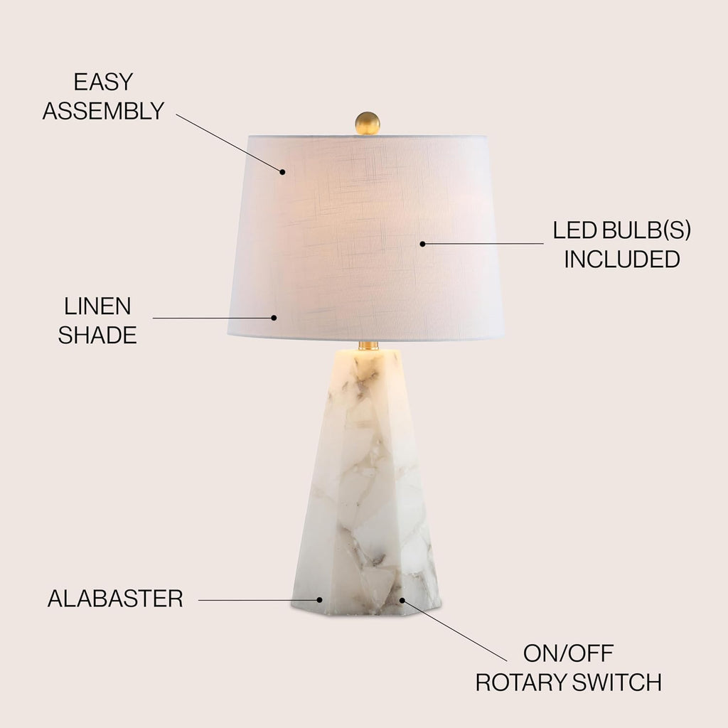 Alabaster Table Lamp Brass Gold 25.5"