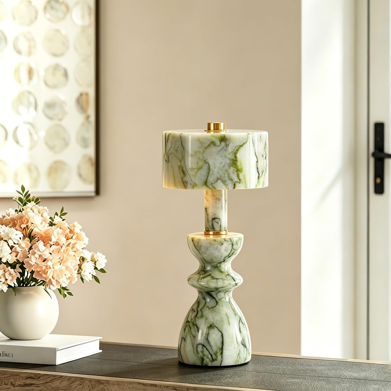 Green Jade Marble Cordless Touch Table Lamp