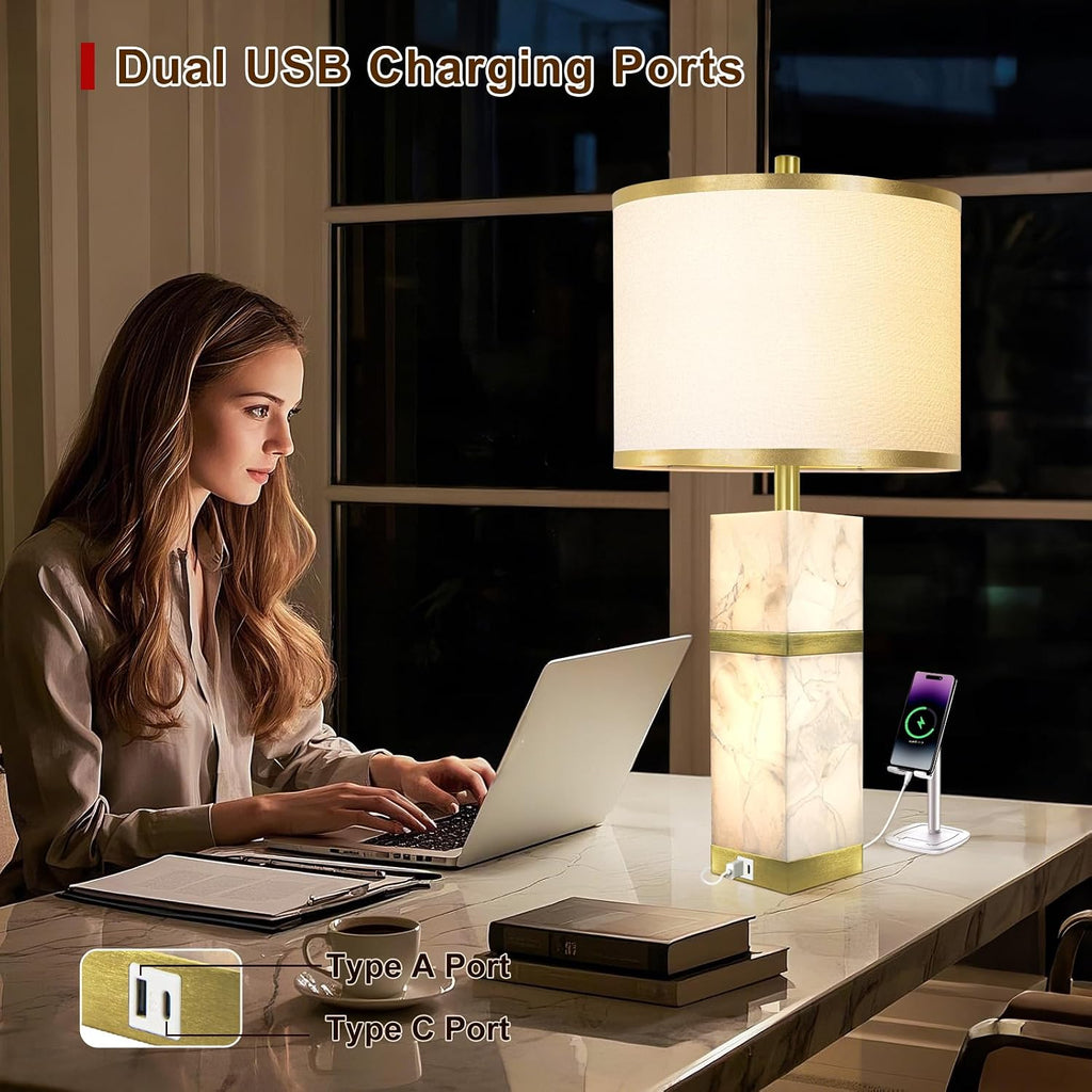 Table Lamps Set of Two With USB Ports