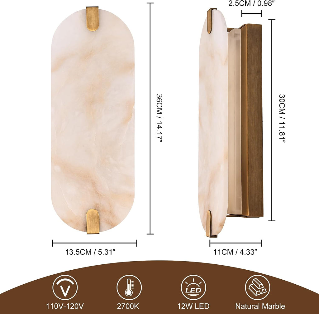 Alabaster Wall Sconces Set of Two 14.2"