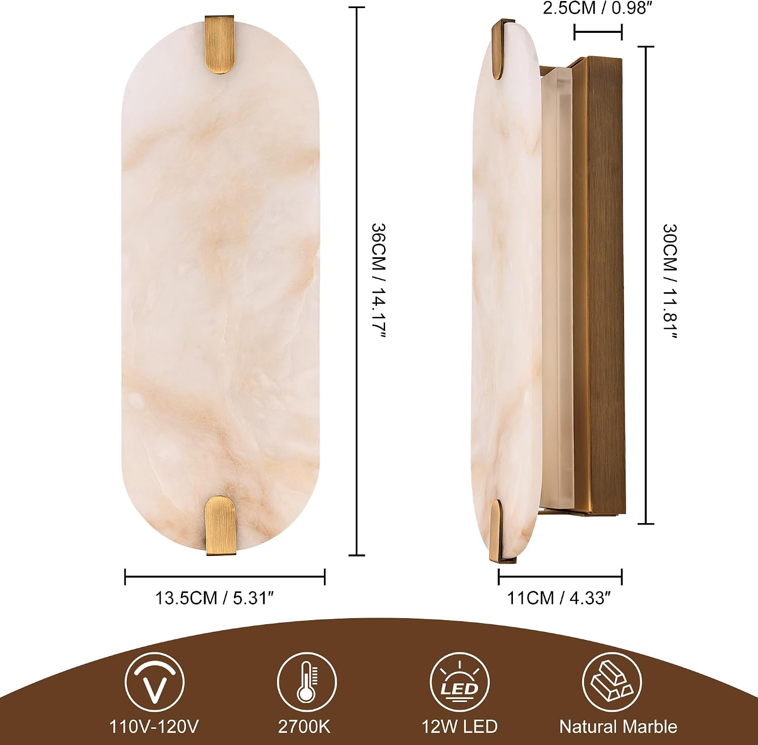 Alabaster Wall Sconces Set of Two 14.2"