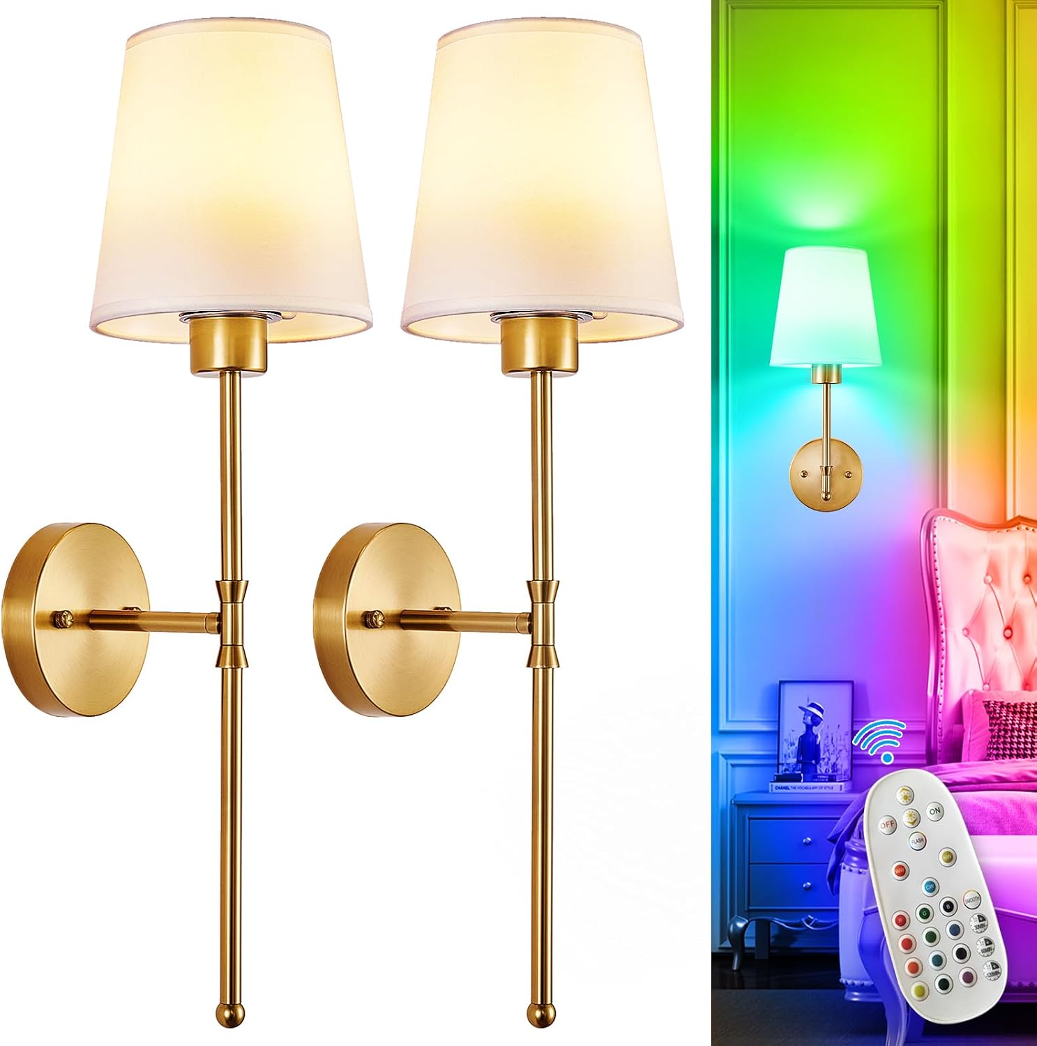 Wall Sconces Gold Set of Two