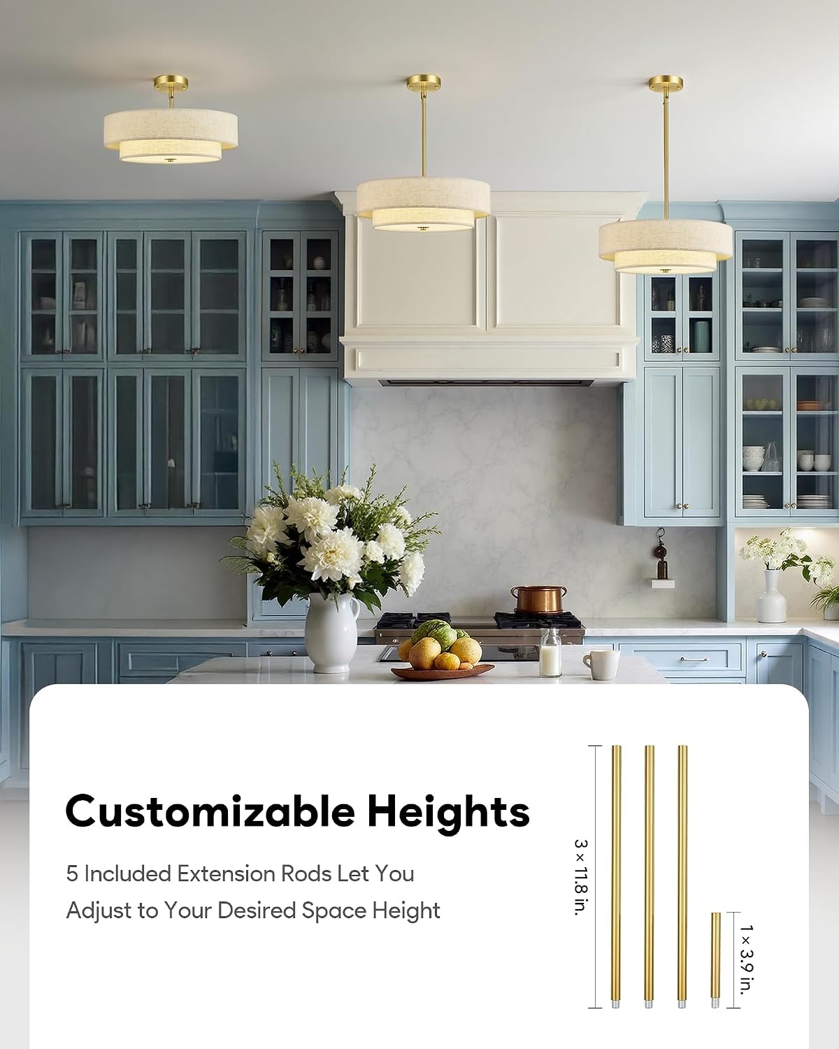 Linen Drum 4-Light Chandelier