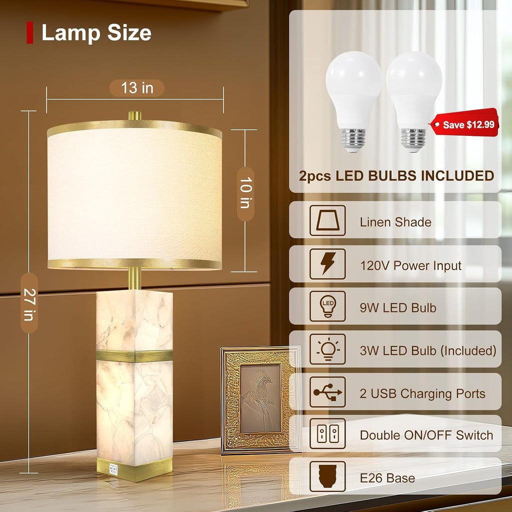 Table Lamps Set of Two With USB Ports