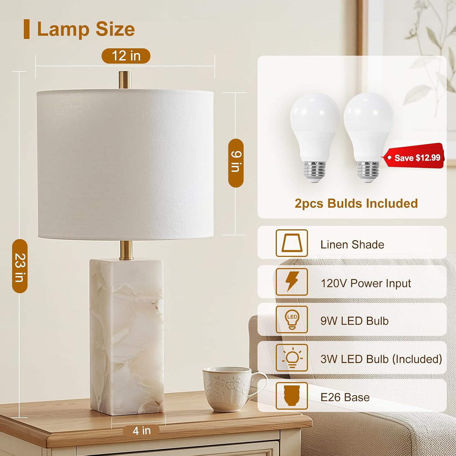 Alabaster Table Lamps Set of Two 23"