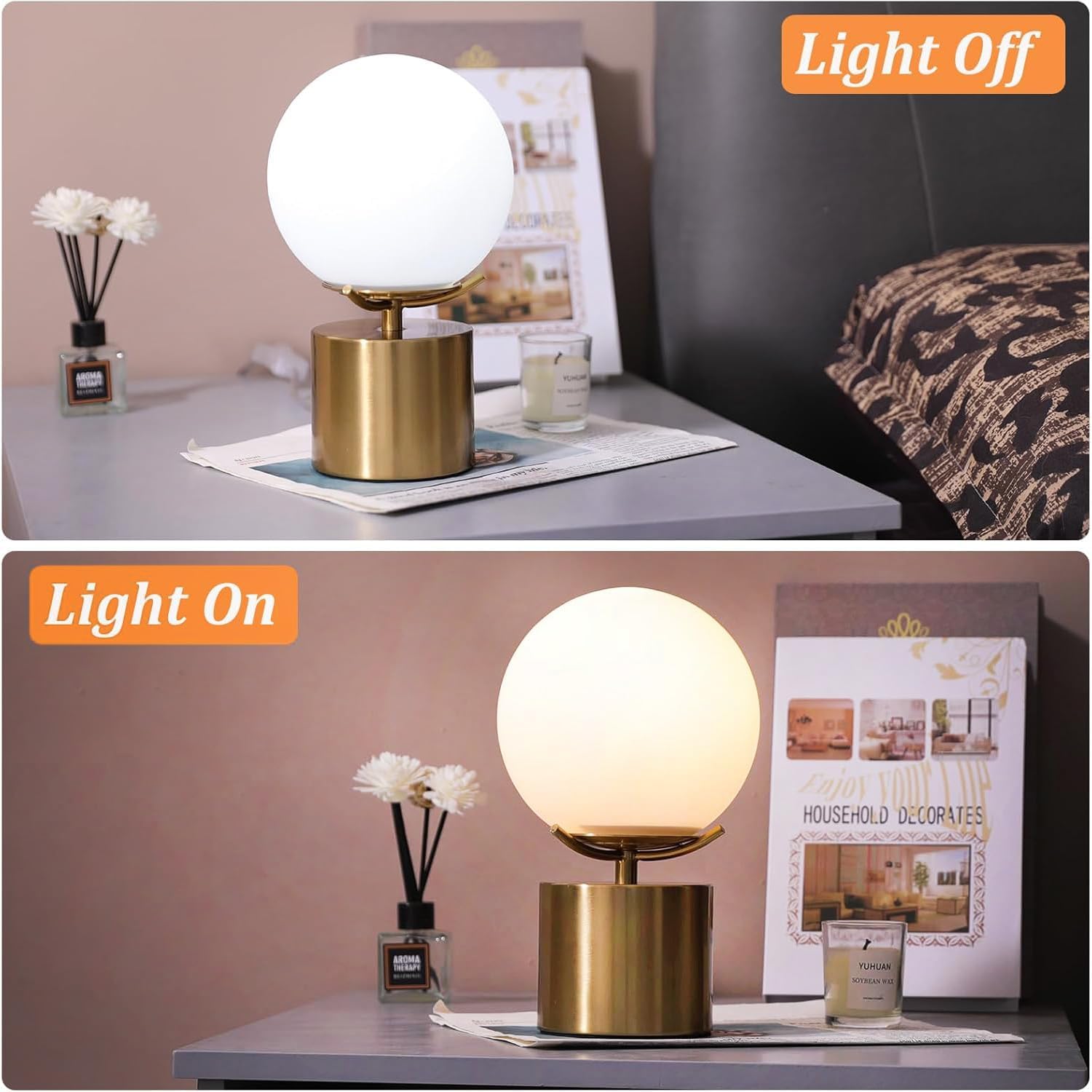 Gold Globe Frosted Glass Table Lamp