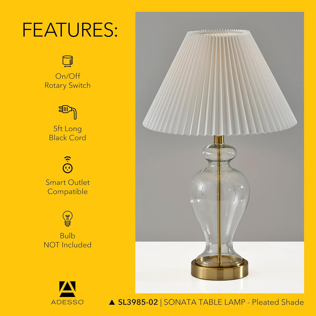 Glass Base Brass Accents Table Lamp