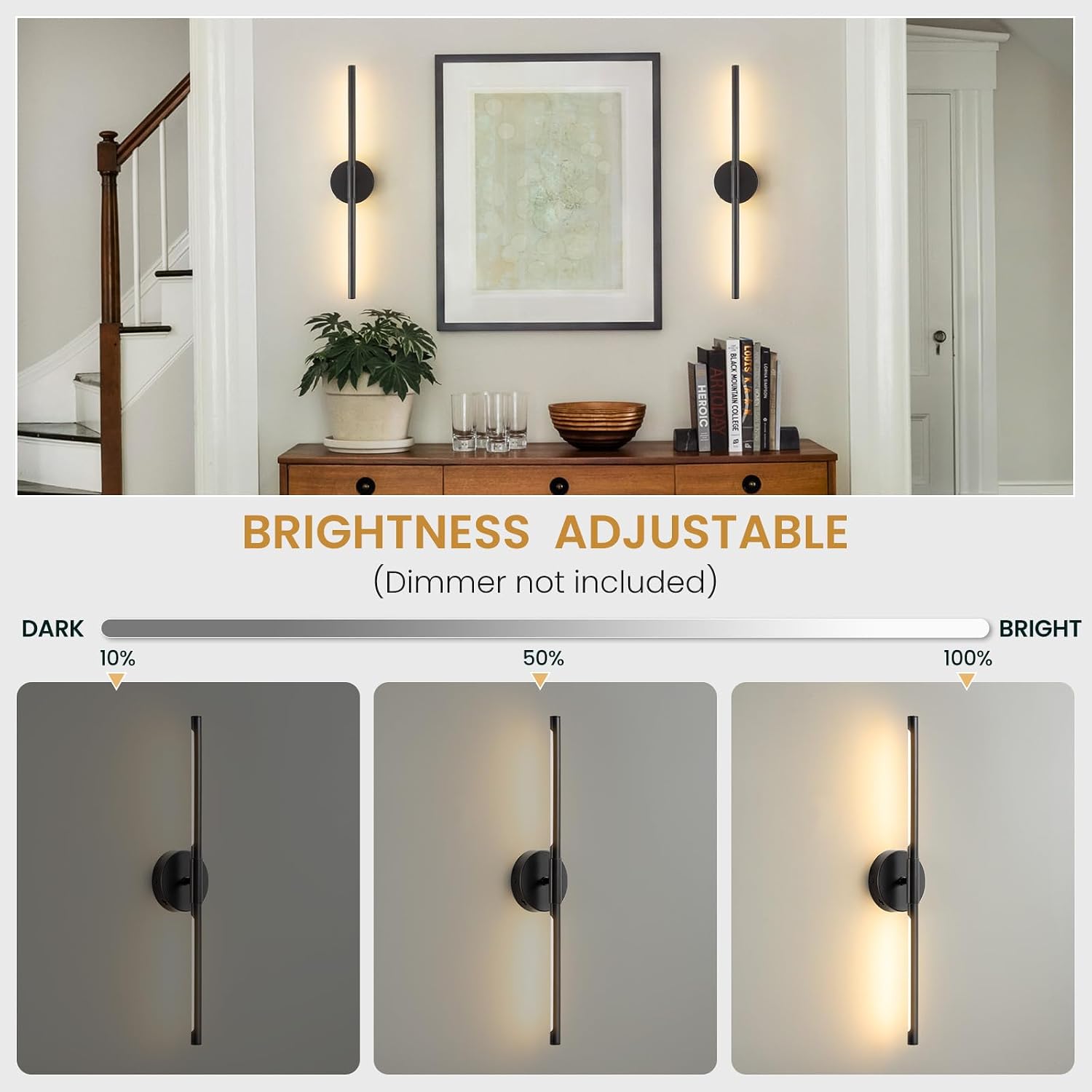 24'' Black LED Rotatable Wall Sconces Set of Two 3CCT