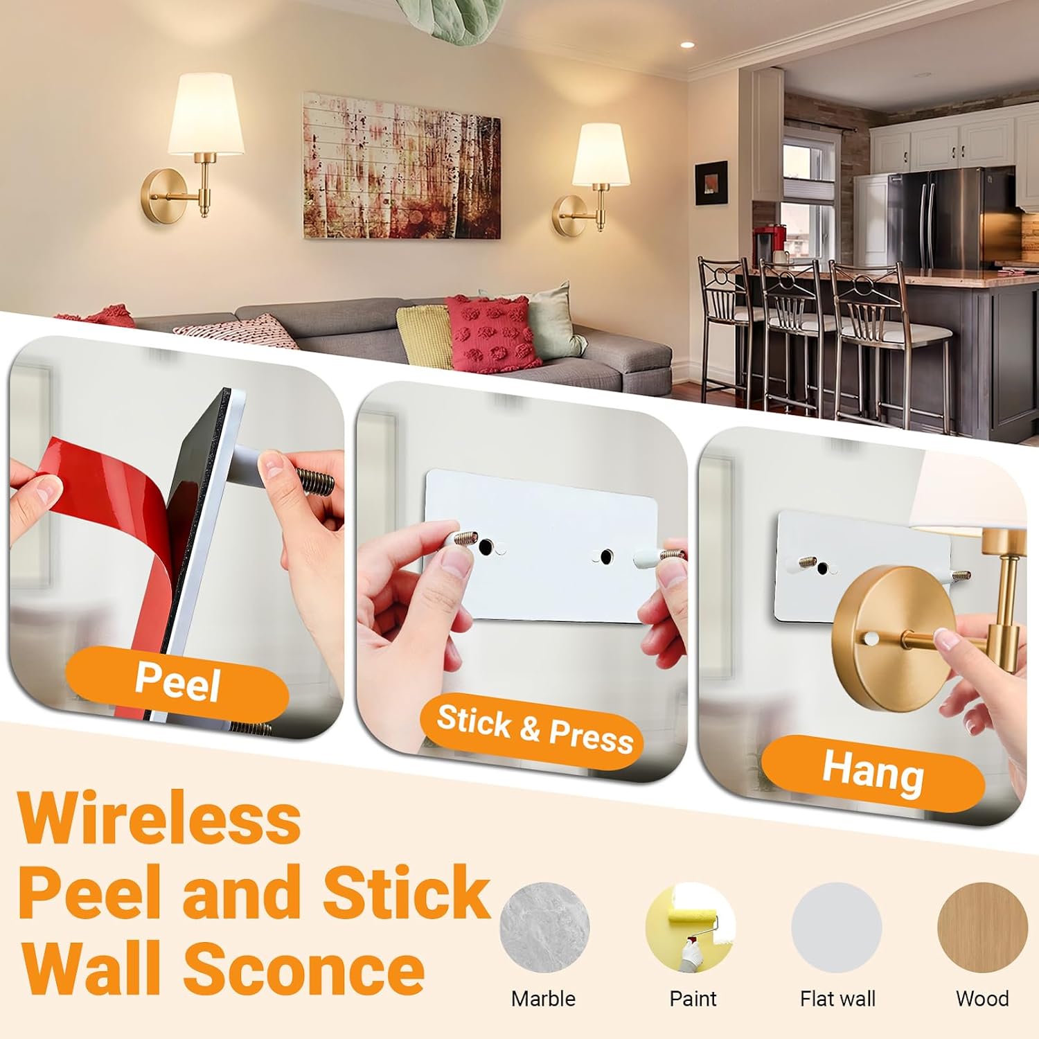 Wireless Wall Sconces Set of Two