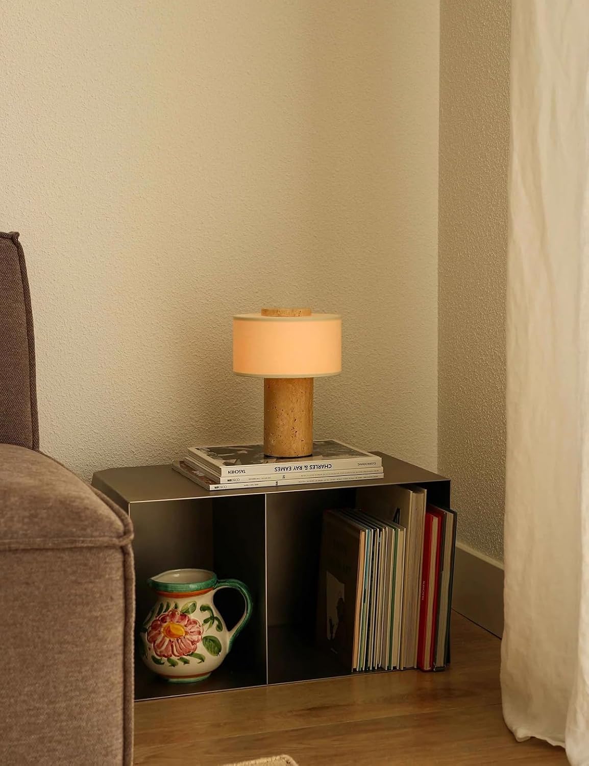 Travertine Cordless Touch Table Lamp 10 Inch