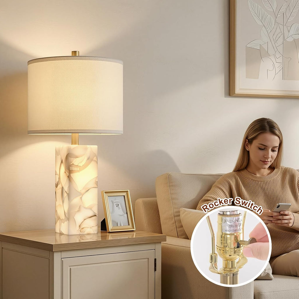 Alabaster Table Lamps Set of Two 23"