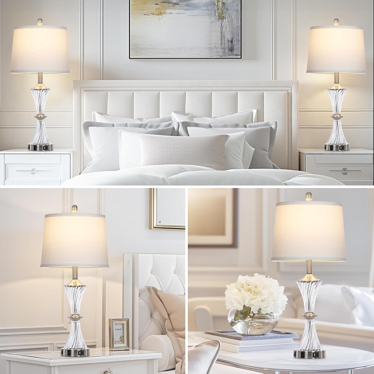 Crystal Glass Table Lamp Set of 2
