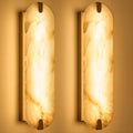Alabaster Wall Sconces Brushed Gold Set of Two 22.8"