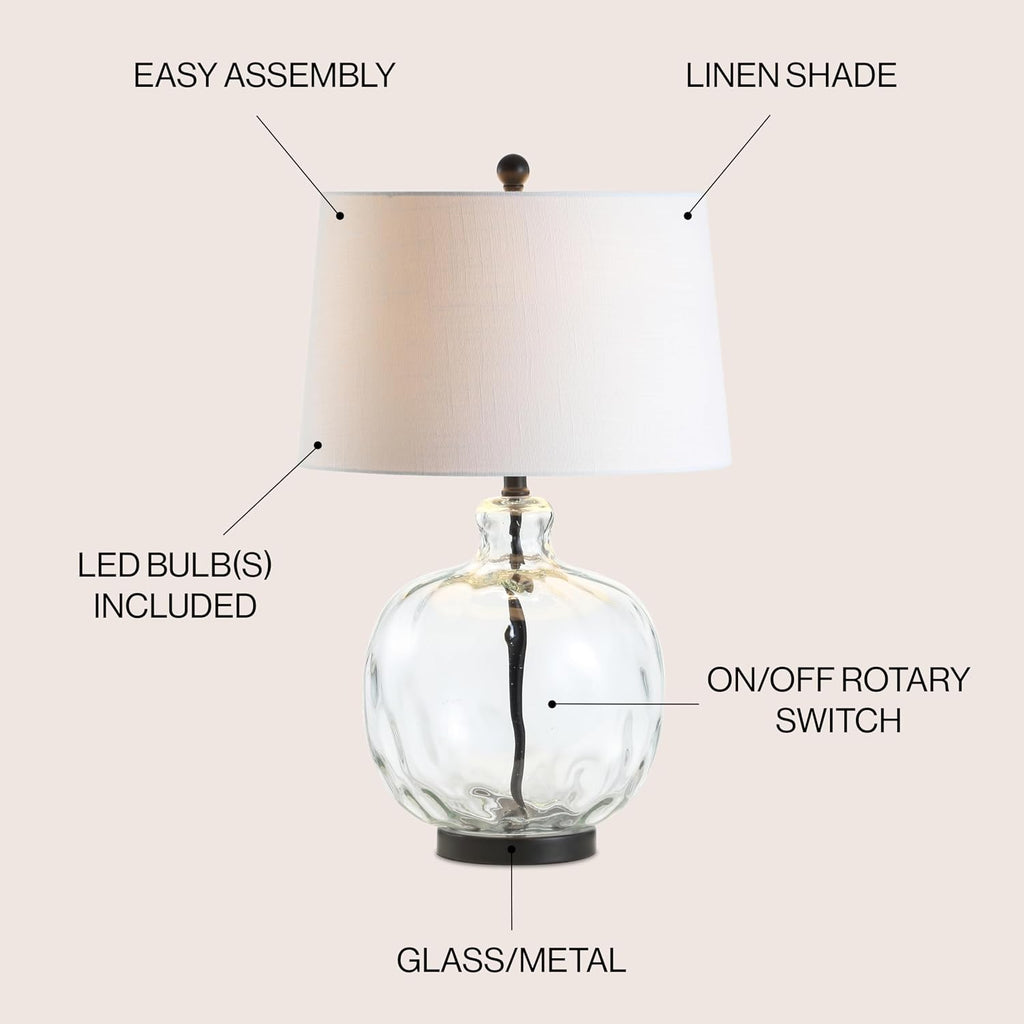 Clear Glass Black Metal Table Lamp