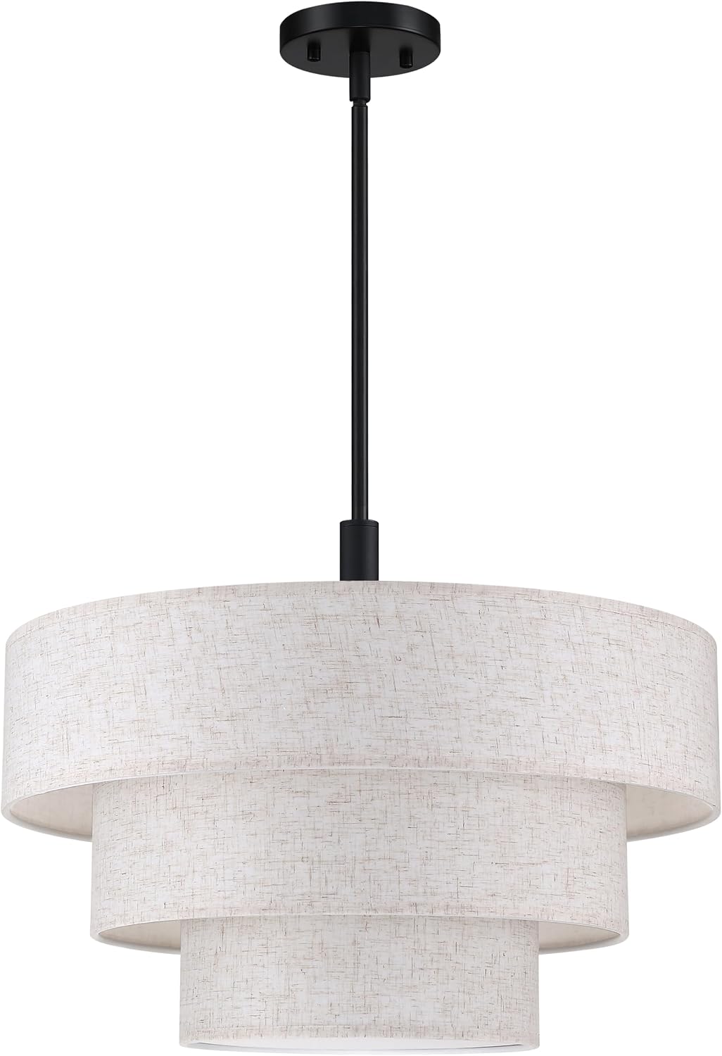 7-Light 3-Tier Cream Linen Drum Pendant Light