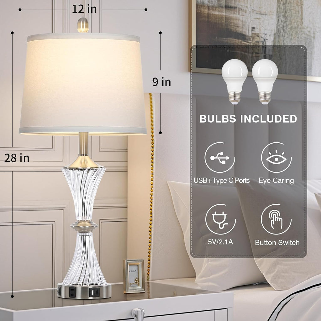 Crystal Glass Table Lamp Set of 2