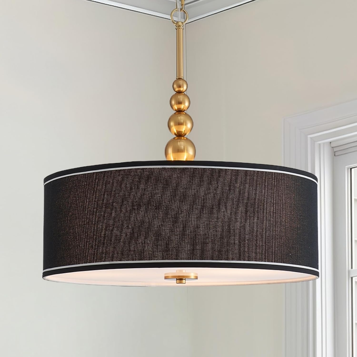 Lighting Black Linen Drum Chandelier
