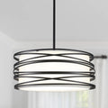 Black Drum 3-Light Fabric Shade Pendant Light