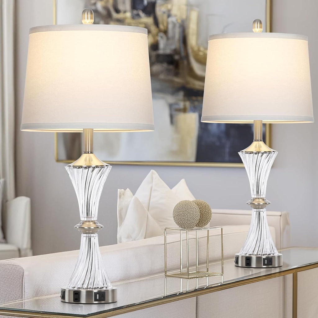 Crystal Glass Table Lamp Set of 2