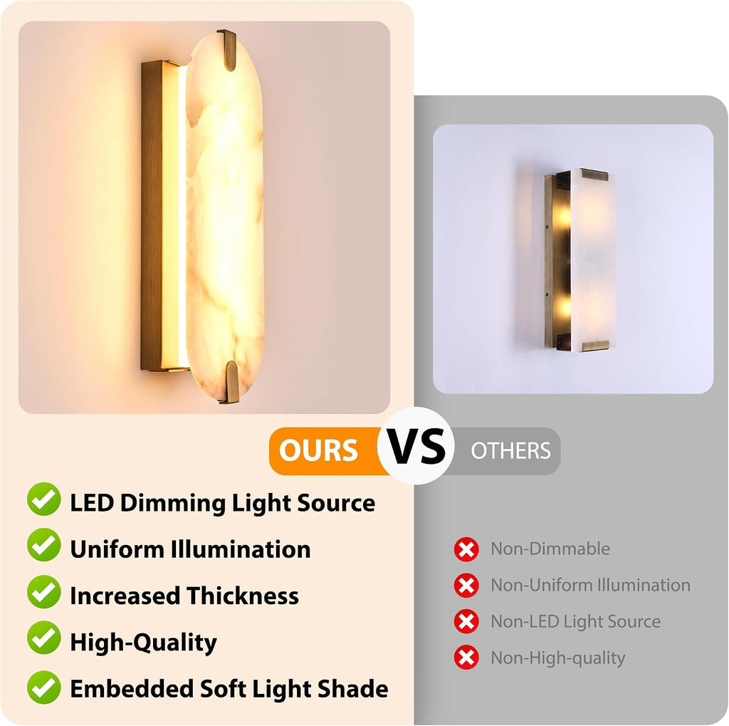 Alabaster Wall Sconces Set of Two 14.2"
