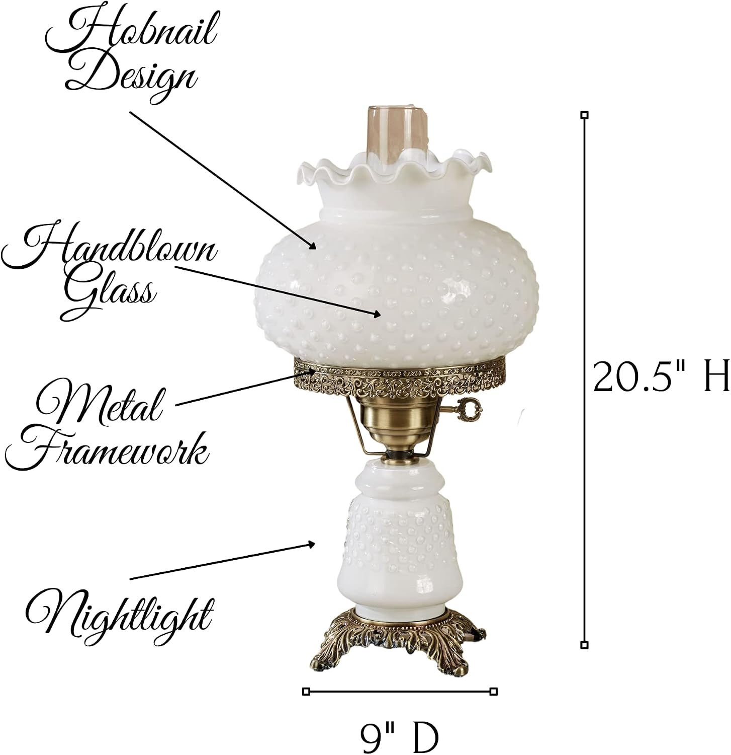 Touch of Class Hobnail Glass Table Lamp