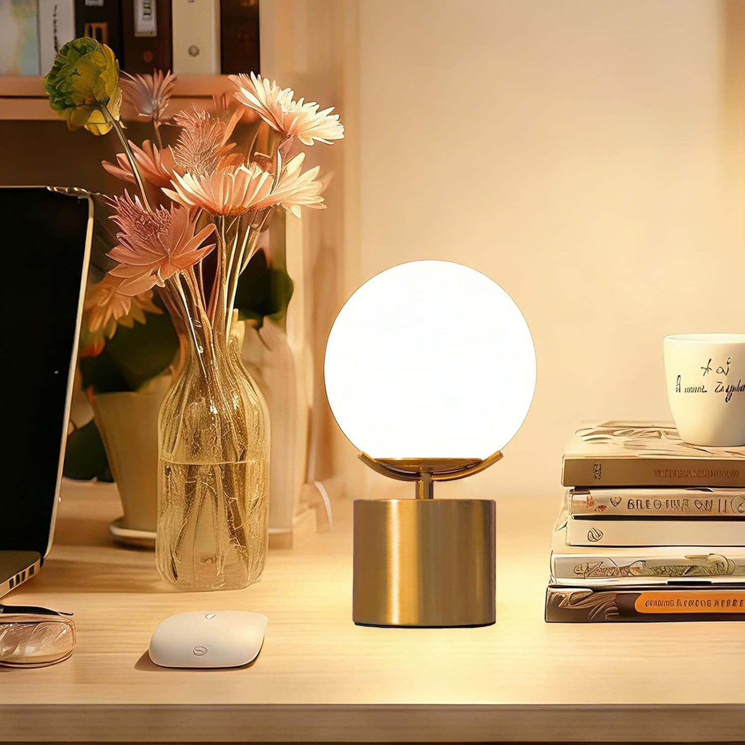 Gold Globe Frosted Glass Table Lamp
