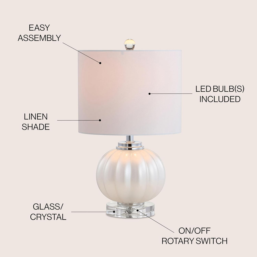 White Chrome Glass Table Lamp