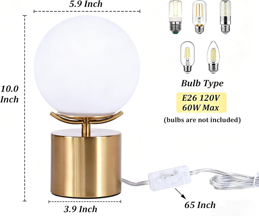 Gold Globe Frosted Glass Table Lamp