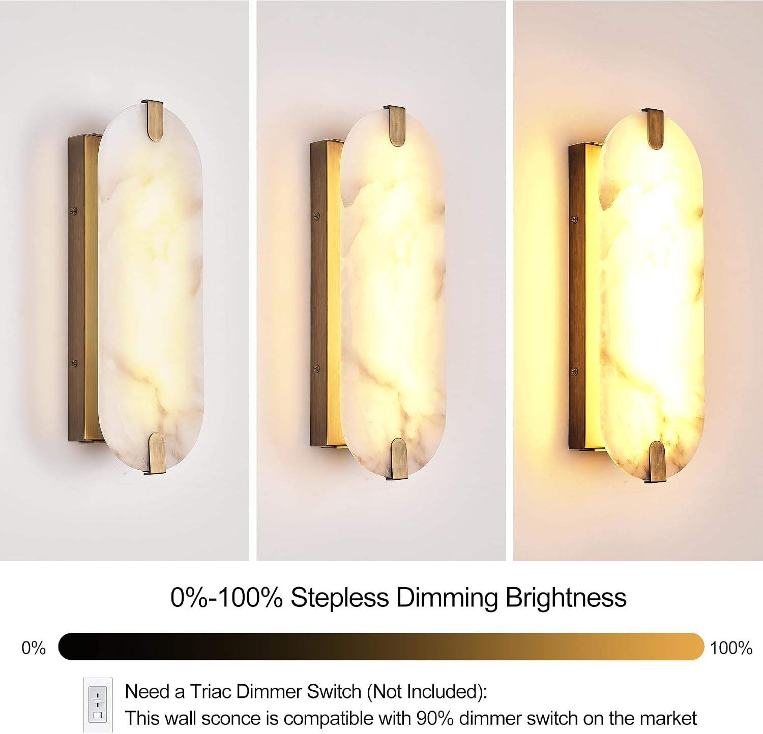 Alabaster Wall Sconces Set of Two 14.2"