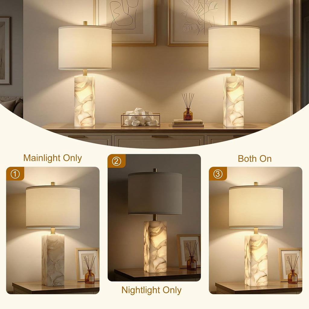 Alabaster Table Lamps Set of Two 23"