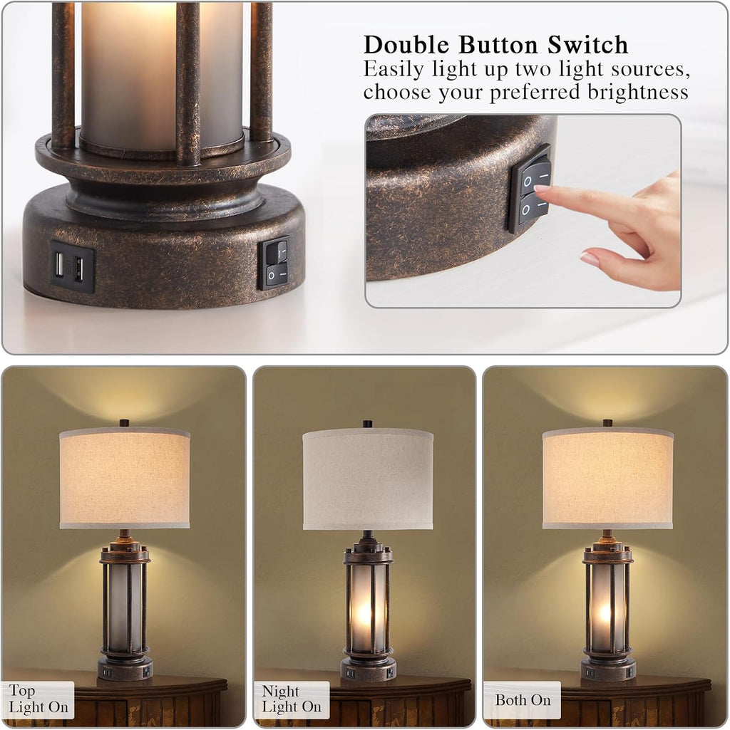 Farmhouse Frosted Glass Table Lamp
