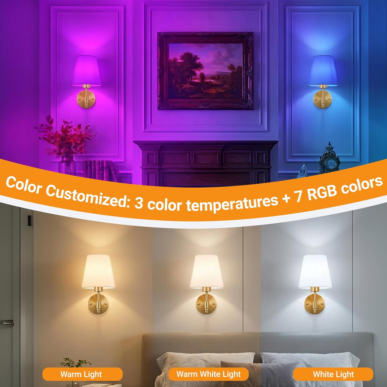 Wireless Wall Sconces Set of Two