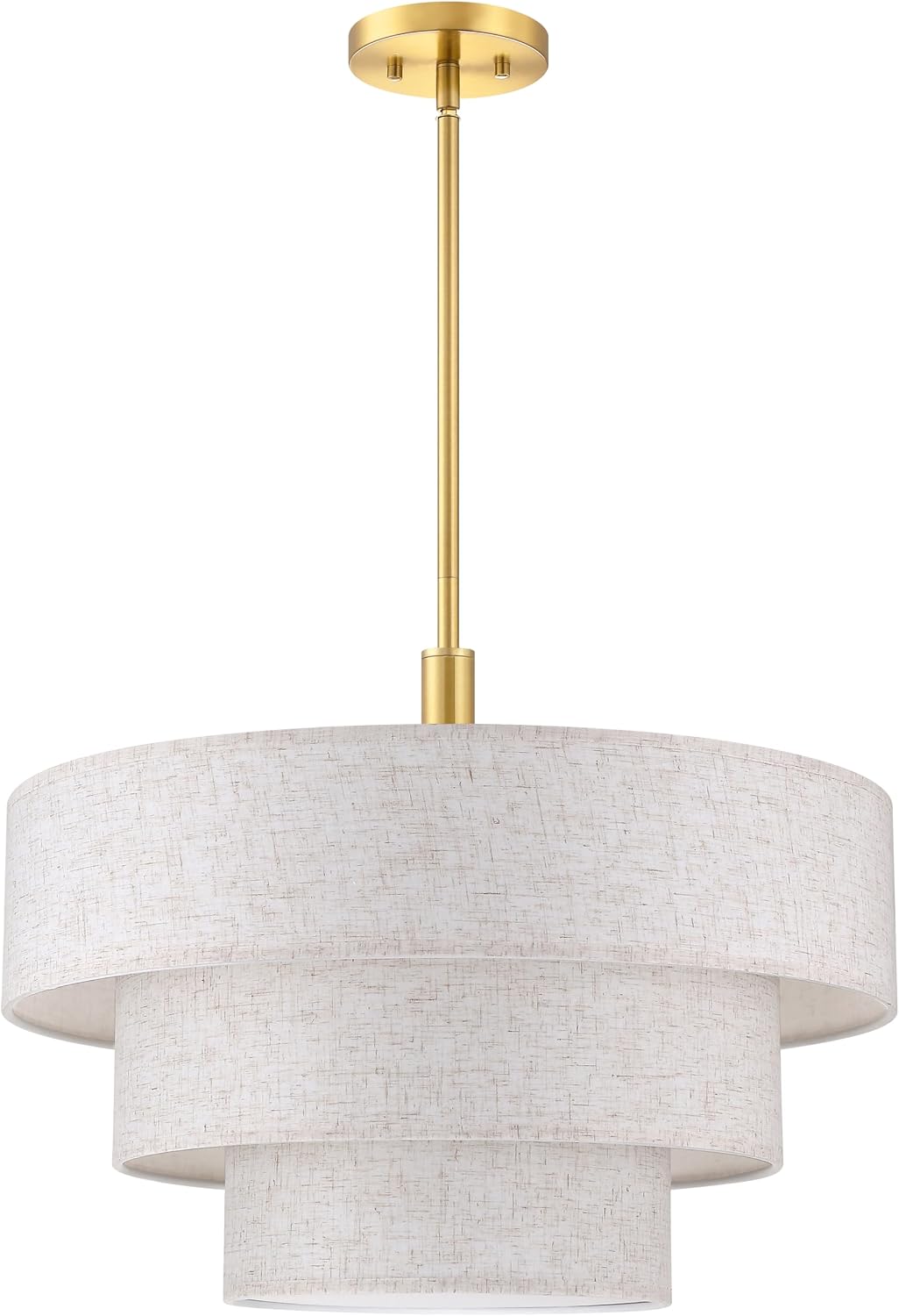 7-Light 3-Tier Cream Linen Drum Pendant Light