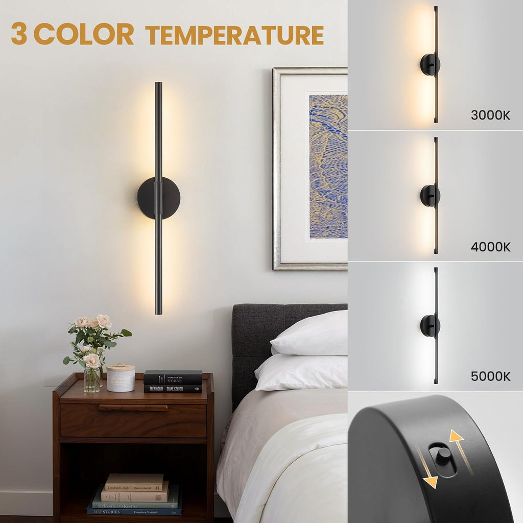 24'' Black LED Rotatable Wall Sconces Set of Two 3CCT