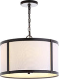 Linen Drum LED Pendant Light 17"