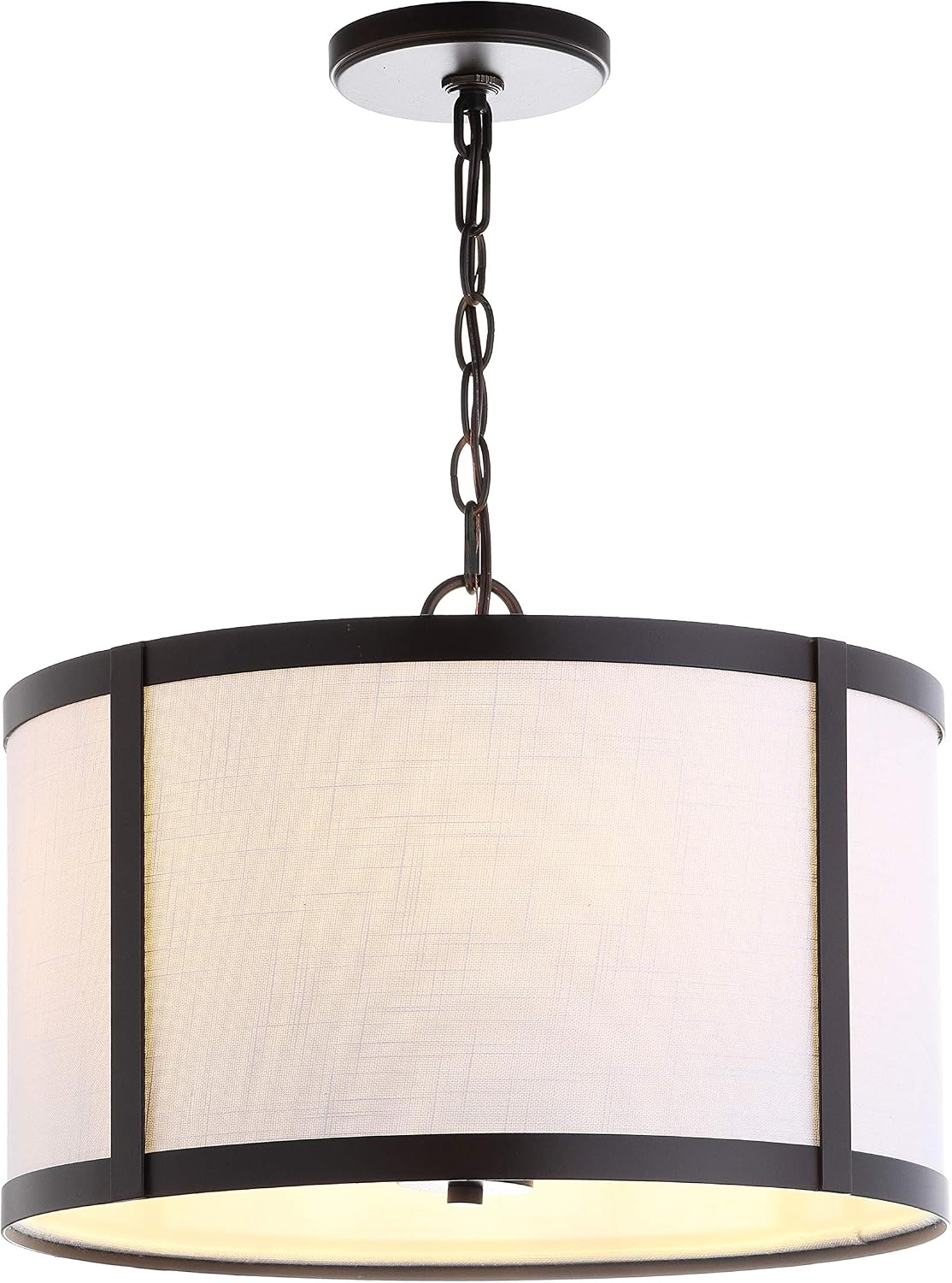 Linen Drum LED Pendant Light 17"